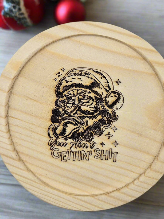 Funny Santa - Personalized wood coaster