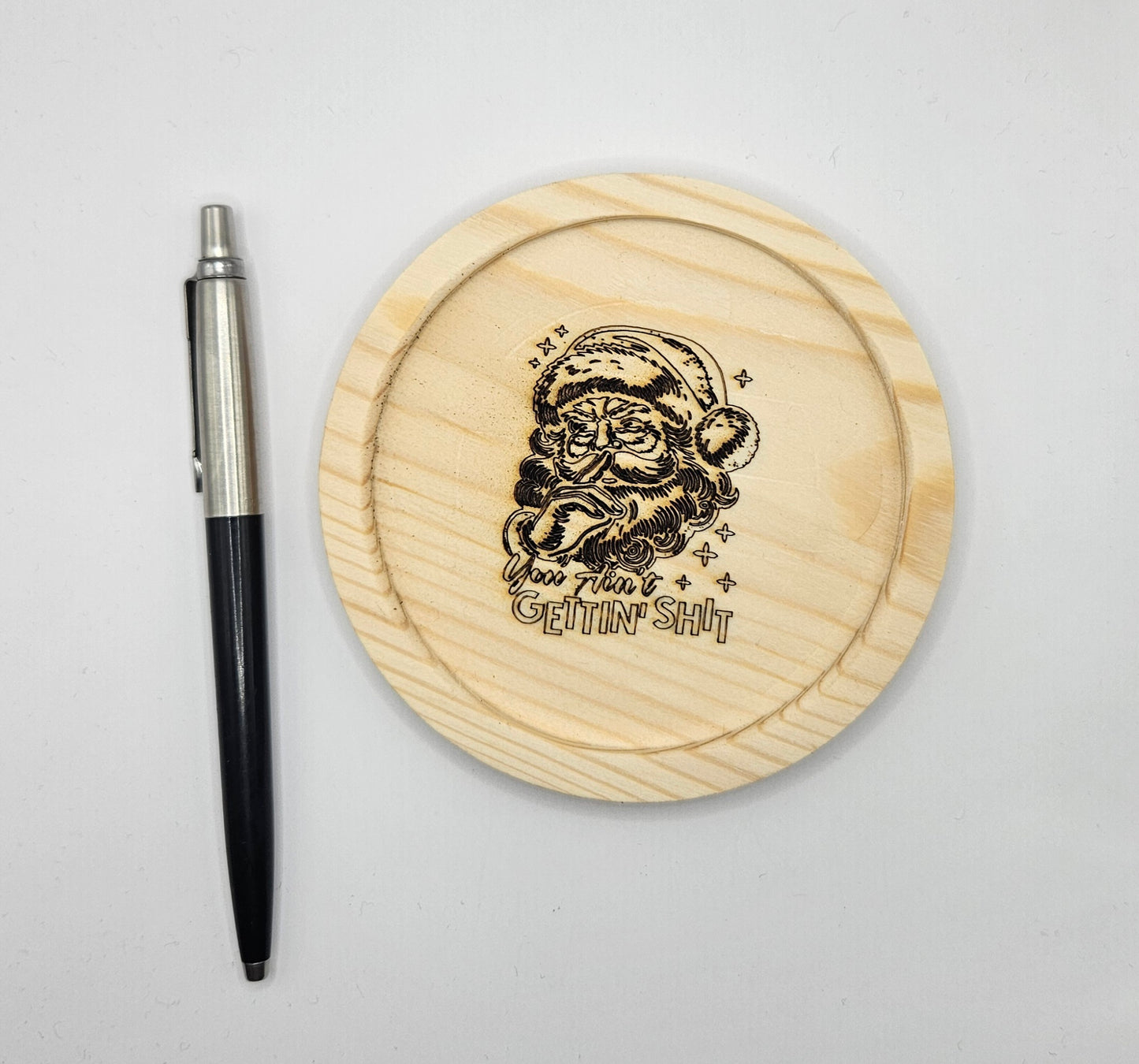 Funny Santa - Personalized wood coaster