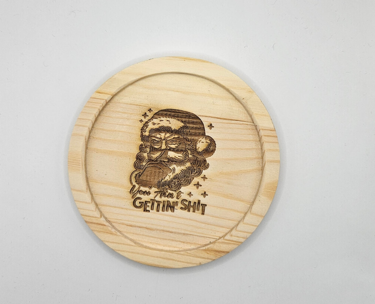 Funny Santa - Personalized wood coaster