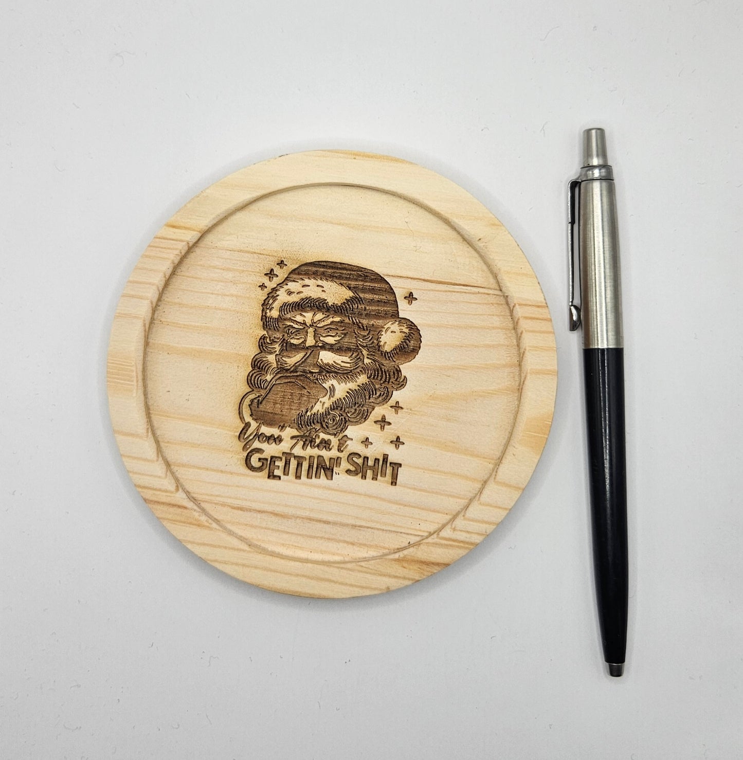 Funny Santa - Personalized wood coaster