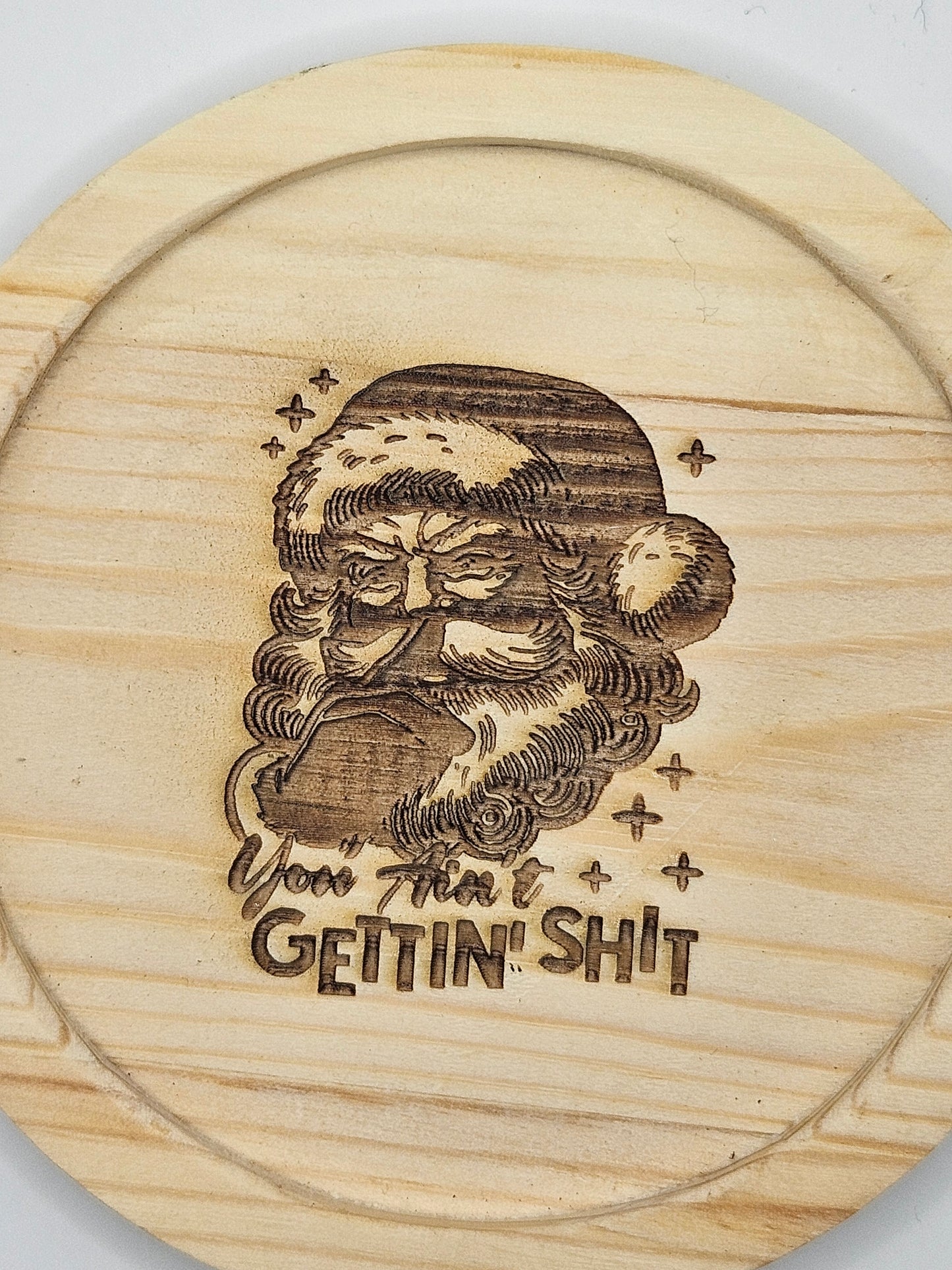 Funny Santa - Personalized wood coaster