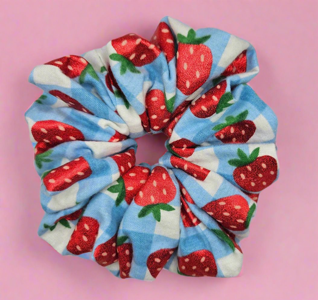 Gingham Strawberry in Blue